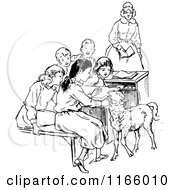 Poster, Art Print Of Retro Vintage Black And White Teacher Students And Lamb 2