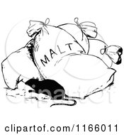 Poster, Art Print Of Retro Vintage Black And White Rat And Bag Of Malt
