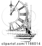 Clipart Of A Retro Vintage Black And White Mouse By A Clock Royalty Free Vector Illustration by Prawny Vintage