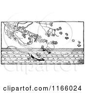 Clipart Of A Retro Vintage Black And White Lizard On A Wall Royalty Free Vector Illustration