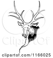 Clipart Of A Retro Vintage Black And White Mounted Animal Royalty Free Vector Illustration