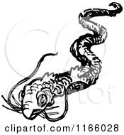 Clipart Of A Retro Vintage Black And White Eel Royalty Free Vector Illustration