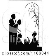 Clipart Of Silhouetted Women And A Cat Royalty Free Vector Illustration