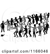 Clipart Of A Silhouetted Group Of Men With Scissors Royalty Free Vector Illustration