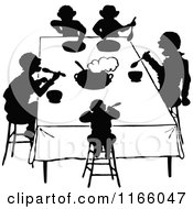Poster, Art Print Of Silhouetted People Eating At A Table