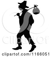 Poster, Art Print Of Silhouetted Vagrant Man With A Sack