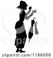 Poster, Art Print Of Silhouetted Scared Old Woman Dropping Items