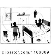 Clipart Of Silhouetted Roommates Royalty Free Vector Illustration