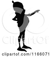 Clipart Of A Silhouetted Man Pointing Royalty Free Vector Illustration