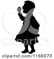 Clipart Of A Silhouetted Girl Waving A Fist Royalty Free Vector Illustration
