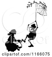 Poster, Art Print Of Silhouetted Spider And Little Miss Muffet