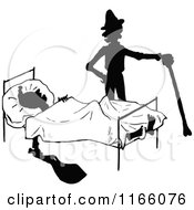 Clipart Of A Silhouetted Man Scaring Another In Bed Royalty Free Vector Illustration