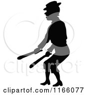 Clipart Of A Silhouetted Man Holding Clubs Royalty Free Vector Illustration by Prawny Vintage