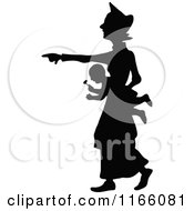 Clipart Of A Silhouetted Mother Carrying A Stubborn Boy Royalty Free Vector Illustration
