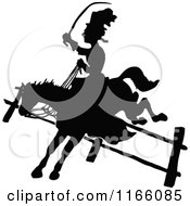 Poster, Art Print Of Silhouetted Woman On A Leaping Horse