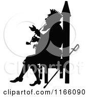 Clipart Of A Silhouetted King Smoking A Pipe Royalty Free Vector Illustration