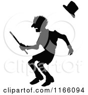 Clipart Of A Silhouetted Frightened Man Holding A Baton Royalty Free Vector Illustration by Prawny Vintage