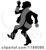 Clipart Of A Silhouetted Man Walking And Shouting Royalty Free Vector Illustration