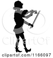 Clipart Of A Silhouetted Male Musician Playing A Violin Royalty Free Vector Illustration