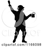 Clipart Of A Silhouetted Man Toasting With Beer Royalty Free Vector Illustration