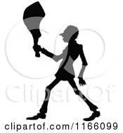 Clipart Of A Silhouetted Man Carrying A Chop Royalty Free Vector Illustration