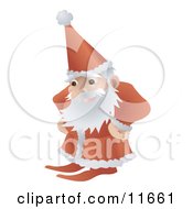 Santa In His Red And White Uniform Standing With His Hands On His Hips Clipart Illustration