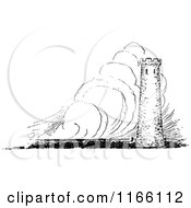 Clipart Of A Retro Vintage Black And White Fortress In A Storm Royalty Free Vector Illustration by Prawny Vintage