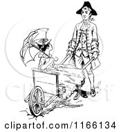 Poster, Art Print Of Retro Vintage Black And White Man Pushing A Lady In A Rickshaw