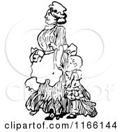 Poster, Art Print Of Retro Vintage Black And White Nanny And Child