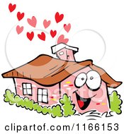 Poster, Art Print Of Happy Brick House Mascot With Hearts Rising From The Chimney