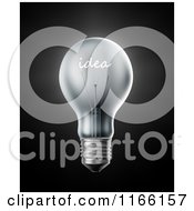 Poster, Art Print Of 3d Lightbulb With An Idea Filament On Black