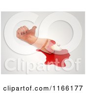 3d Chopped Off Human Arm And Hand With A Thumb Up And Blood 2