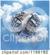 Poster, Art Print Of 3d Globe Covered In Skyscrapers In A Cloudy Blue Sky