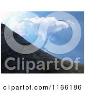 Clipart Of A 3d Hillside With Sun Shining From The Sky Royalty Free CGI Illustration