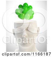 Poster, Art Print Of 3d Male Head With Green Balloons