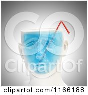 Poster, Art Print Of 3d Male Head With Blue Liquid And A Straw