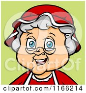 Cartoon Of A Mrs Claus Christmas Avatar On Green Royalty Free Vector Clipart by Cartoon Solutions
