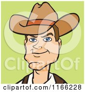 Cartoon Of A Cowboy Avatar On Green Royalty Free Vector Clipart