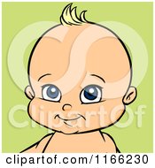 Cartoon Of A Happy Blond Baby Avatar Over Green Royalty Free Vector Clipart