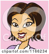 Cartoon Of An Asian Woman Avatar On Pink Royalty Free Vector Clipart
