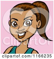 Cartoon Of A Hispanic Woman Avatar On Pink 2 Royalty Free Vector Clipart