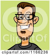 Cartoon Of A Bespectacled Man Avatar On Green Royalty Free Vector Clipart