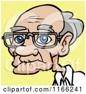 Poster, Art Print Of Bespectacled Old Man Avatar On Yellow 2
