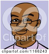Poster, Art Print Of Bespectacled Bald Black Man Avatar On Purple