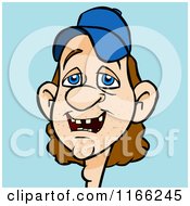 Cartoon Of A Man With Missing Teeth Wearing A Baseball Cap Avatar On Blue Royalty Free Vector Clipart