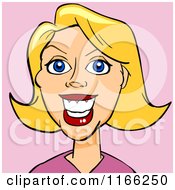 Cartoon Of A Blond Woman Avatar On Pink 2 Royalty Free Vector Clipart