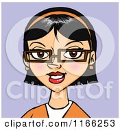 Cartoon Of An Asian Woman Avatar On Purple Royalty Free Vector Clipart