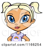 Cartoon Of A Blond Haired Blue Eyed Girl Avatar Royalty Free Vector Clipart