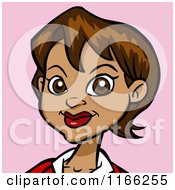 Cartoon Of A Hispanic Woman Avatar On Pink Royalty Free Vector Clipart