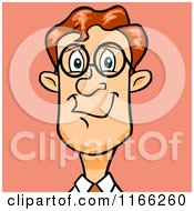 Cartoon Of A Bespectacled Red Haired Business Man Avatar On Pink Royalty Free Vector Clipart